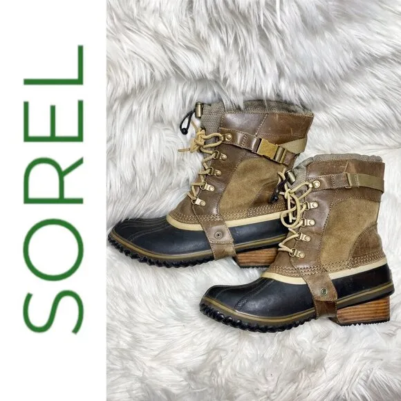 SOREL Conquest Carly Short Waterproof Leather Rain Snow Boots, Women’s 11