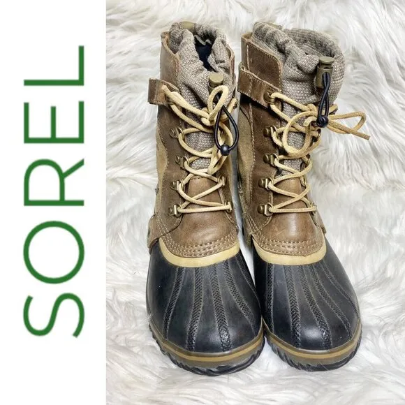 SOREL Conquest Carly Short Waterproof Leather Rain Snow Boots, Women’s 11