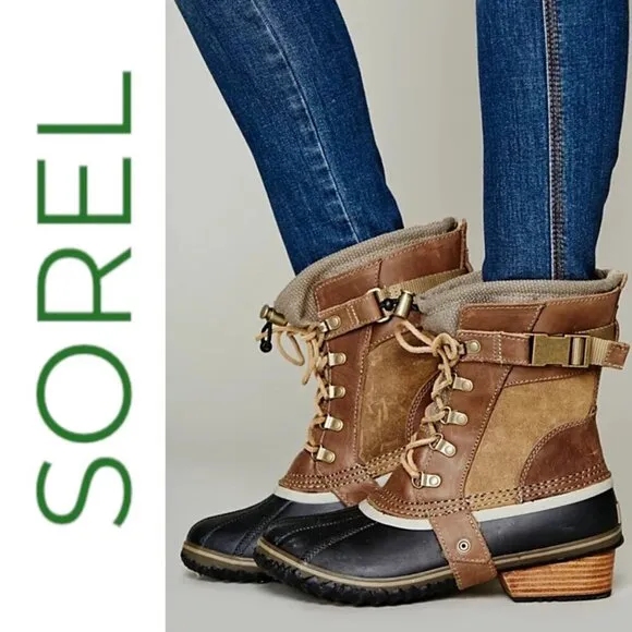 SOREL Conquest Carly Short Waterproof Leather Rain Snow Boots, Women’s 11