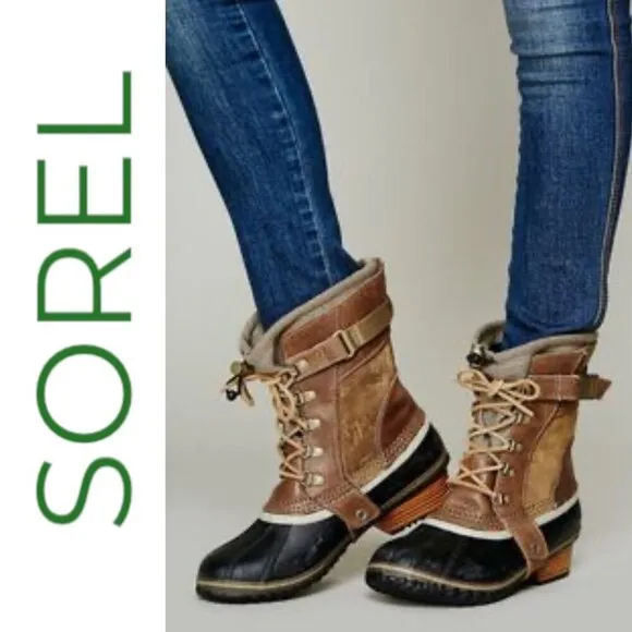 SOREL Conquest Carly Short Waterproof Leather Rain Snow Boots, Women’s 11
