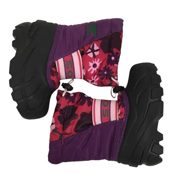 SOREL Cub Purple Pink Floral Insulated Snow Boots
