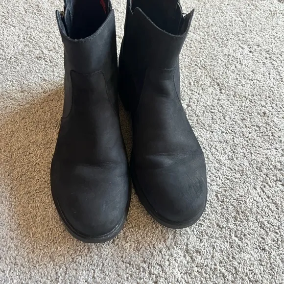 Sorel Emelie II Boots Women's 8.5 Black Leather Zip-Up Waterproof NL4328-010
