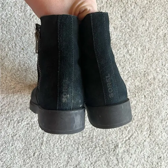 Sorel Emelie II Boots Women's 8.5 Black Leather Zip-Up Waterproof NL4328-010