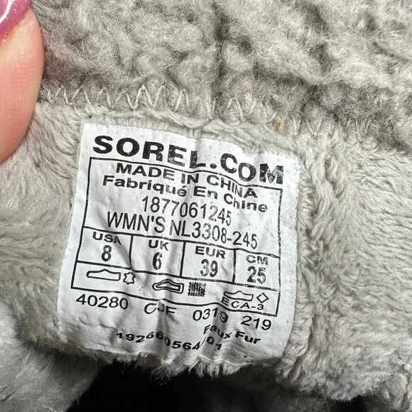 Sorel Emelie Lace Up Leather Boots Shearling Waterproof Womens Size 8