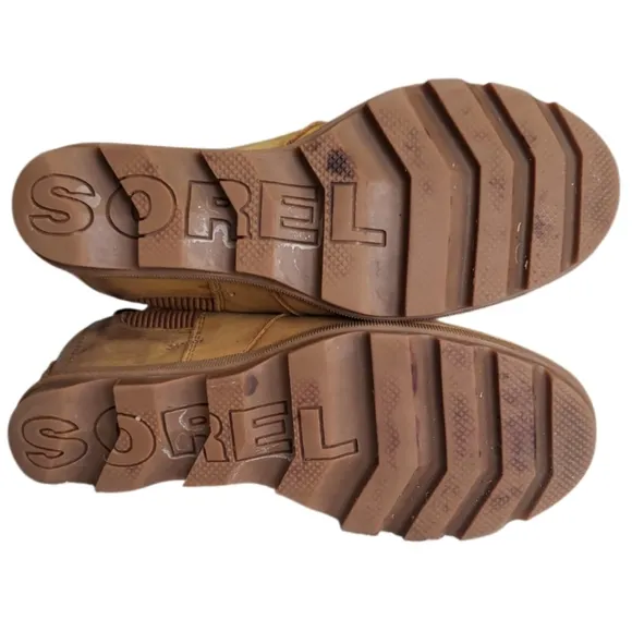 Sorel Evie II Chelsea Waterproof Tan Leather Boots Women's Size 9.5.
