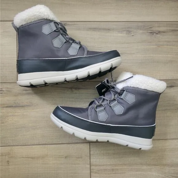 Sorel Explorer Carnival Gray/White Waterproof Boots Women Sz 9.5 NL3040 NIB