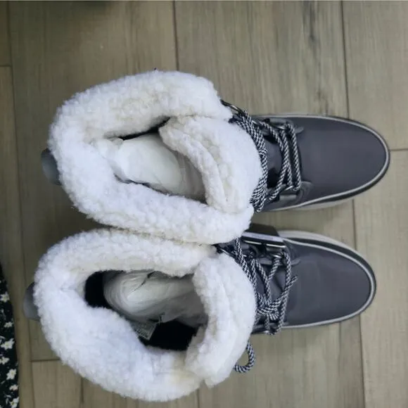 Sorel Explorer Carnival Gray/White Waterproof Boots Women Sz 9.5 NL3040 NIB