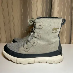 Sorel Explorer II Joan Women's 8.5 Felt Waterproof Boot Sage Leather NL4461-365