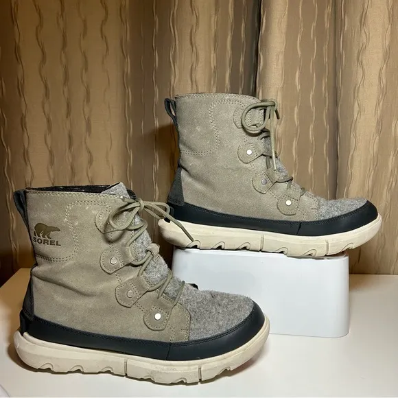 Sorel Explorer II Joan Women's 8.5 Felt Waterproof Boot Sage Leather NL4461-365