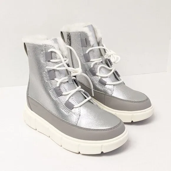 Sorel Explorer III Lace Waterproof Winter Boots, Silver, Little Kids 3