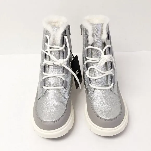 Sorel Explorer III Lace Waterproof Winter Boots, Silver, Little Kids 3
