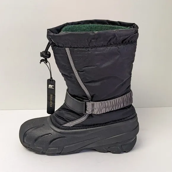 Sorel Flurry Insulated Winter Boots, Black, Big Kids 4 M