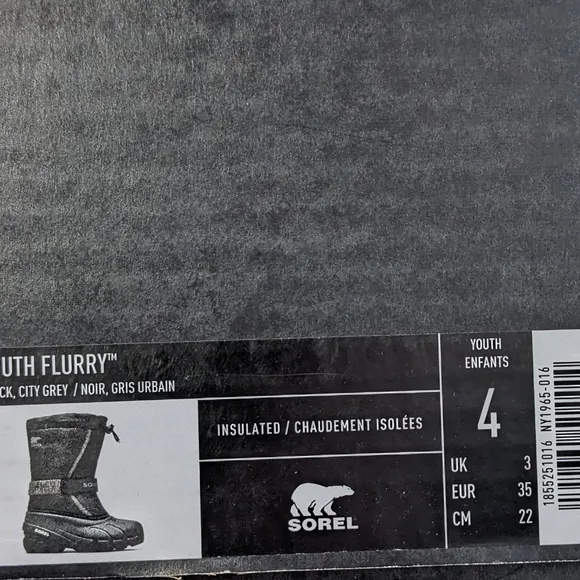 Sorel Flurry Insulated Winter Boots, Black, Big Kids 4 M