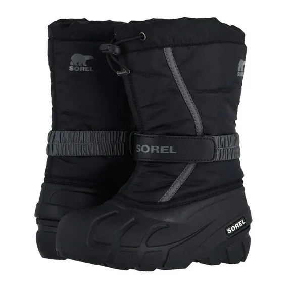 Sorel Flurry Winter Snow Boots Unisex Black Gray Size 10 Toddler