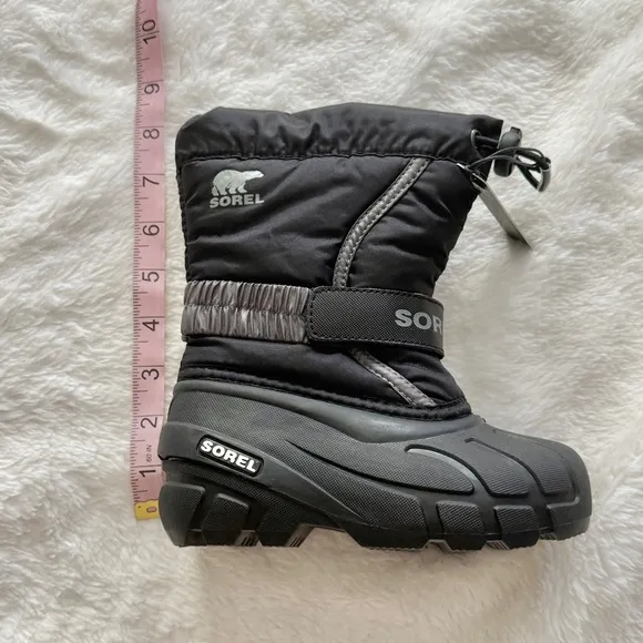 Sorel Flurry Winter Snow Boots Unisex Black Gray Size 10 Toddler