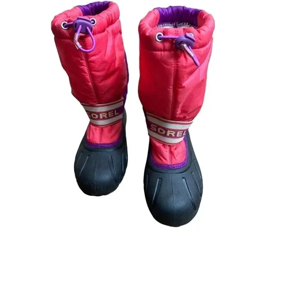 Sorel‎ Girl's Youth Winter Pink Purple Waterproof Insulated Snow Boots Size 6