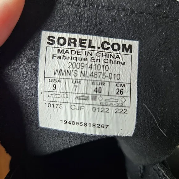 Sorel Hi-Line Lace Up Waterproof Boots Ankle Black Leather Chunky Platform 9