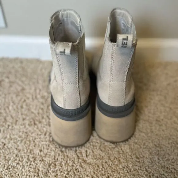 Sorel Hi-Line Platform Heel Boots Ankle Boots Waterproof 8.5 White Grey