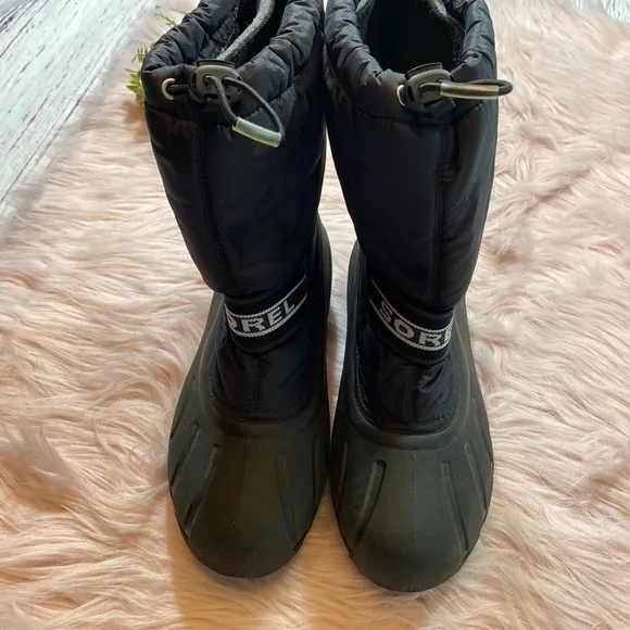 Sorel Insulated Youth Cub Black Snow Boots sz 7