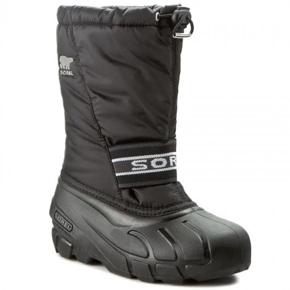 Sorel Insulated Youth Cub Black Snow Boots sz 7