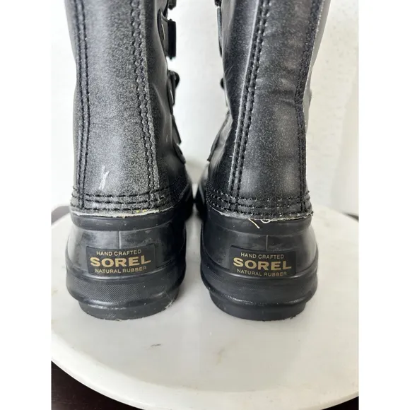 Sorel Joan of Arc insulated waterproof winter boots Size 8 Women Black Sheep Fur