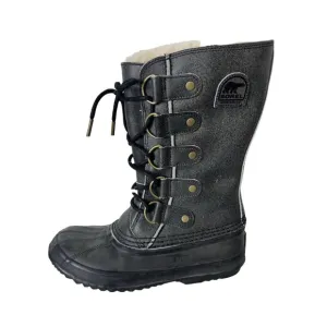 Sorel Joan of Arc insulated waterproof winter boots Size 8 Women Black Sheep Fur