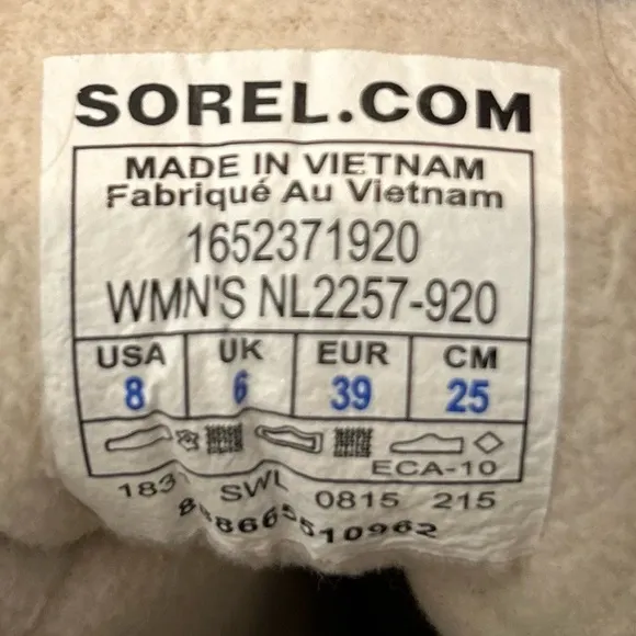 Sorel Joan of Arctic Fair Isle Insulated Boots Size 8 Cream Beige Waterproof