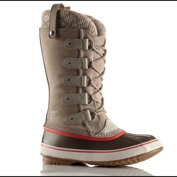 Sorel Joan Of Arctic Knit Winter Waterproof Boots Fossil Tan Size 6