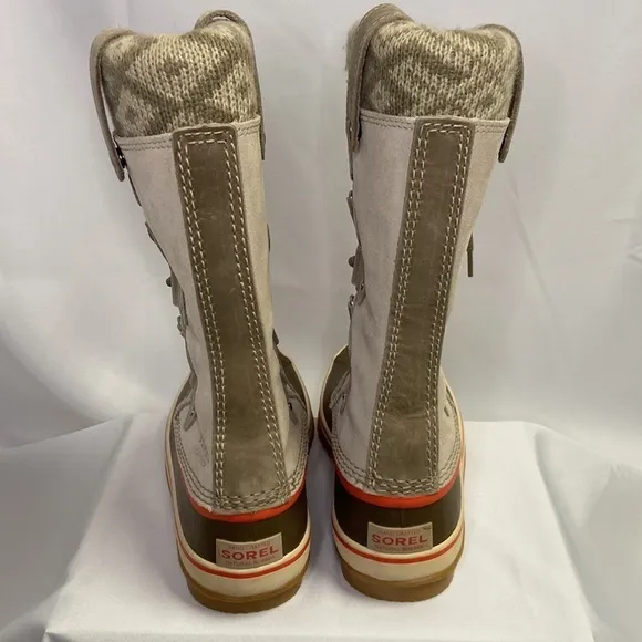 Sorel Joan Of Arctic Knit Winter Waterproof Boots Fossil Tan Size 6