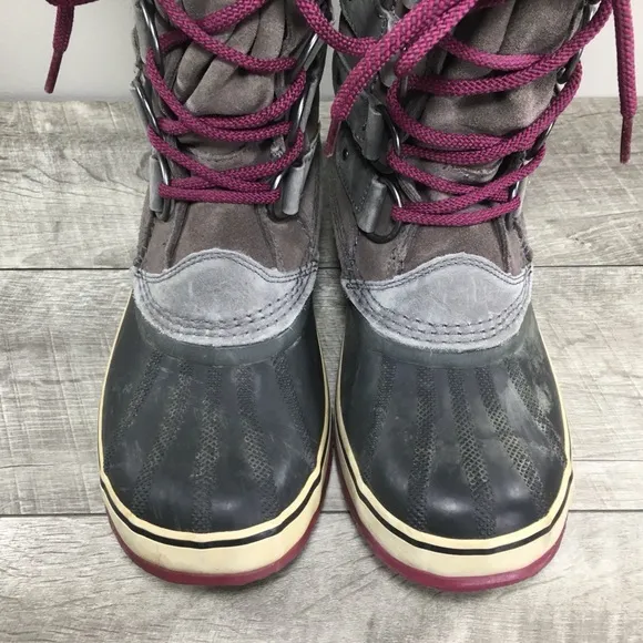 Sorel Joan of Arctic Knit Women's Purple Waterproof Leather Boots NL2084 Size 9