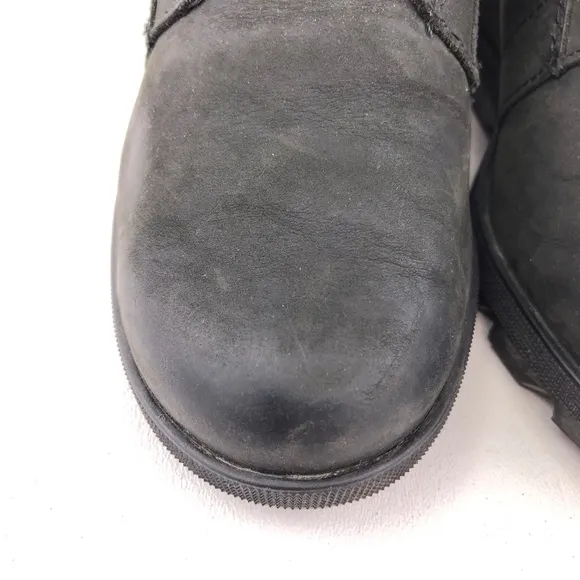 Sorel 'Joan of Arctic Wedge II' Black Leather Ankle Boots 6