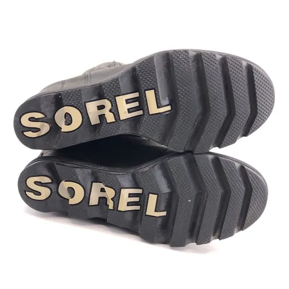 Sorel 'Joan of Arctic Wedge II' Black Leather Ankle Boots 6
