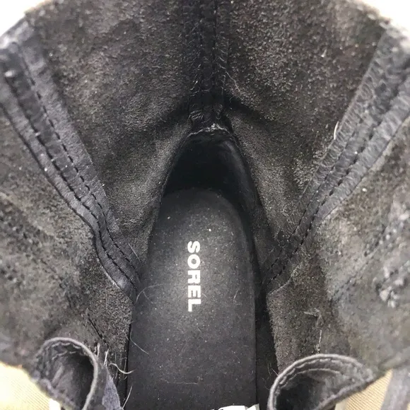 Sorel 'Joan of Arctic Wedge II' Black Leather Ankle Boots 6