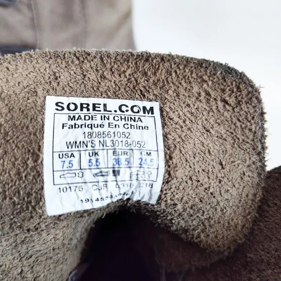 Sorel Joan Of Arctic Wedge II Boots Quarry Size 7.5 Leather Hidden Wedge Shoe