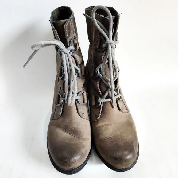 Sorel Joan Of Arctic Wedge II Boots Quarry Size 7.5 Leather Hidden Wedge Shoe