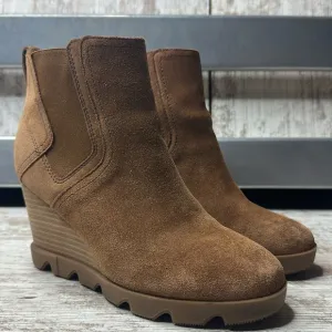Sorel Joan Uptown Chelsea Wedge Waterproof Suede Leather Booties Platform Boots
