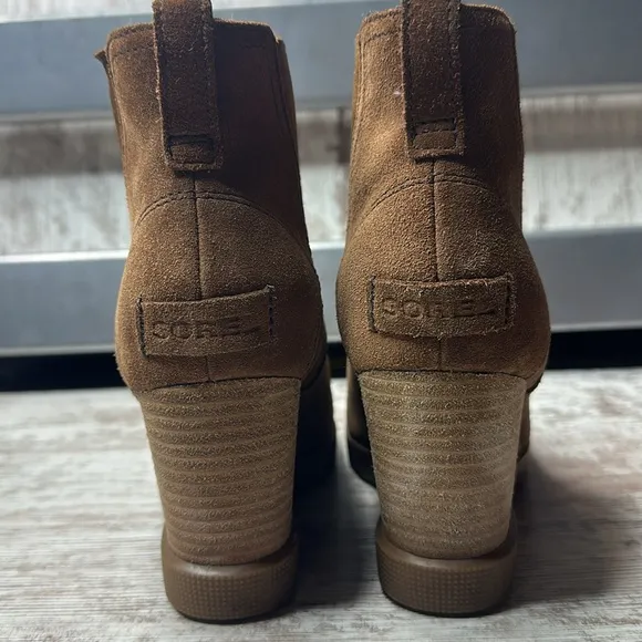 Sorel Joan Uptown Chelsea Wedge Waterproof Suede Leather Booties Platform Boots