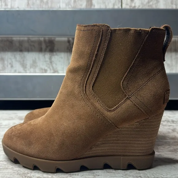 Sorel Joan Uptown Chelsea Wedge Waterproof Suede Leather Booties Platform Boots