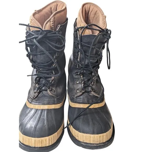 Sorel Kaufman Winter Boots Mens 8 Womens 10 Insulated Rubber Snow Lace Canada