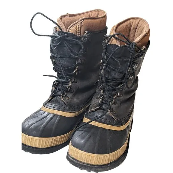 Sorel Kaufman Winter Boots Mens 8 Womens 10 Insulated Rubber Snow Lace Canada