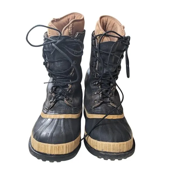 Sorel Kaufman Winter Boots Mens 8 Womens 10 Insulated Rubber Snow Lace Canada