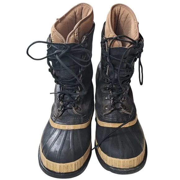 Sorel Kaufman Winter Boots Mens 8 Womens 10 Insulated Rubber Snow Lace Canada