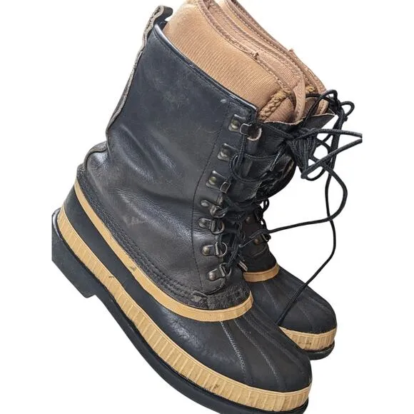 Sorel Kaufman Winter Boots Mens 8 Womens 10 Insulated Rubber Snow Lace Canada