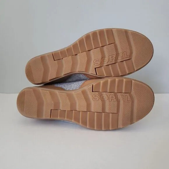 Sorel Lace Up Velvet Tan Wedge Evie Ankle Boots Booties Womens 8.5