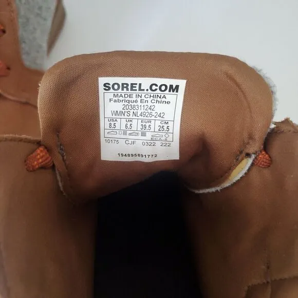 Sorel Lace Up Velvet Tan Wedge Evie Ankle Boots Booties Womens 8.5