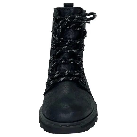 Sorel Lennox Lace Up Waterproof Black Leather Womens Ankle Boots Size 5M