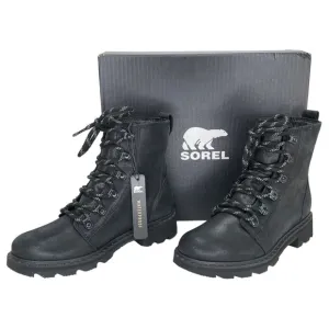 Sorel Lennox Lace Up Waterproof Black Leather Womens Ankle Boots Size 5M