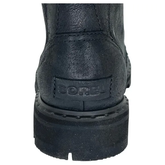 Sorel Lennox Lace Up Waterproof Black Leather Womens Ankle Boots Size 5M