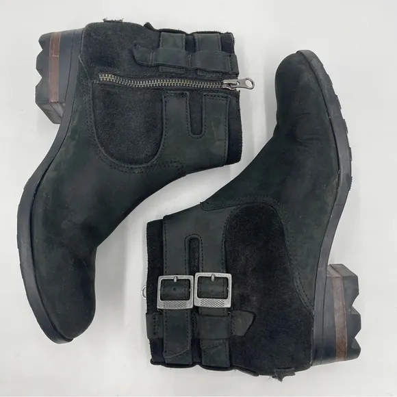Sorel Lolla waterproof black suede ankle Boots size 9