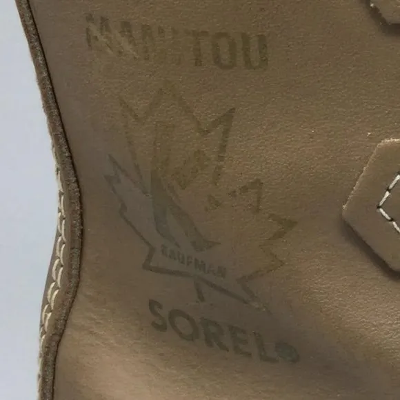 Sorel Mantou Furry Lined Lace Up Waterproof Duck Boots US7 Tan &amp; Black 40 9